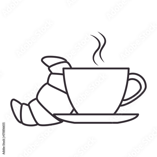 delicious croissant with coffee cup