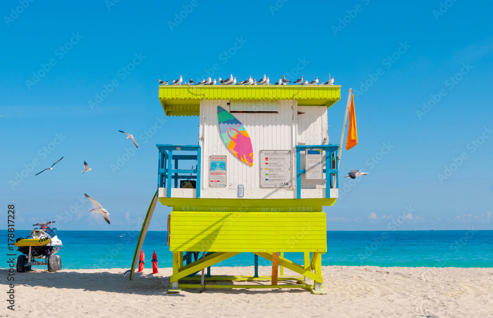 Lifeguard Tower in South Beach, Miami Beach, Florida