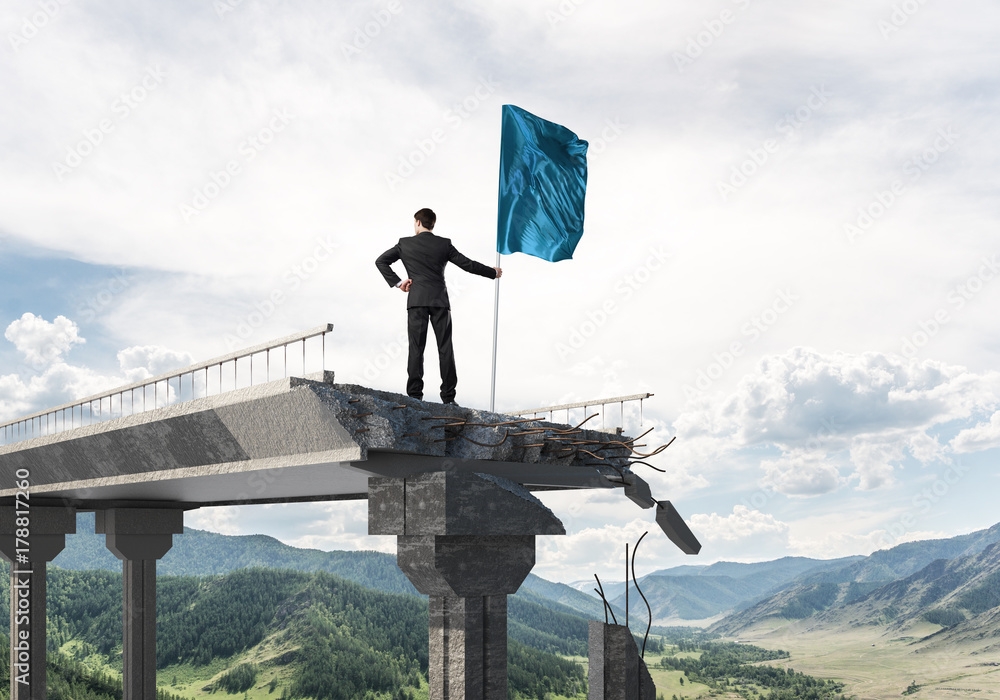 Man with flag presenting leadership concept. Man with flag presenting leadership concept.