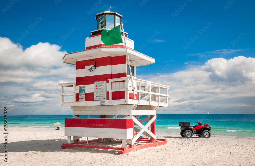 Lifeguard Tower in South Beach, Miami Beach, Florida, USA
