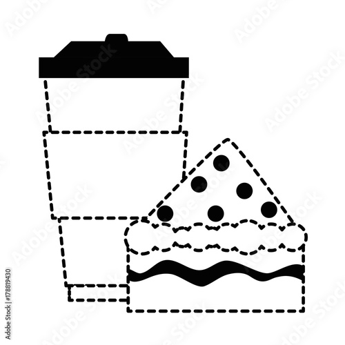 delicious cake portion with beverage