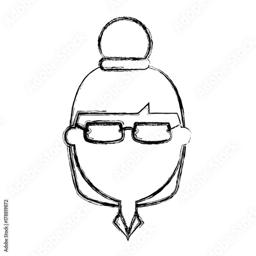 cartoon woman with glasses icon over white background vector illustration