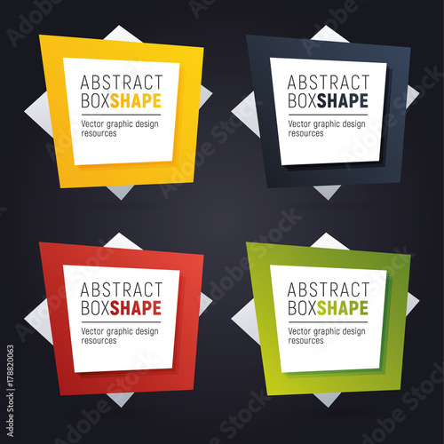 Set of square polygon banners of bright colors