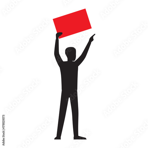 Man Silhouette with Red Paper Sheet Vector
