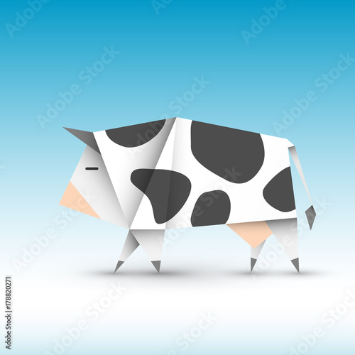 krowa origami wektor