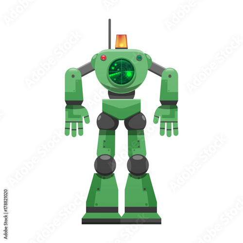 Robot with Alarm Signal and Big Radar Illustration