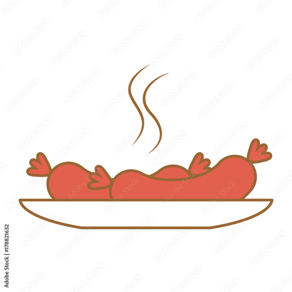 dish with delicious sausages dish with delicious sausages