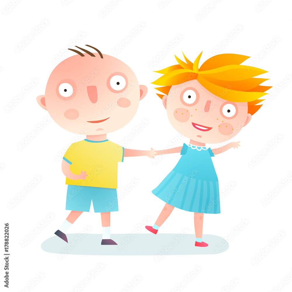 Cute funny kids having fun playing, dancing. Vector cartoon. Cute funny kids having fun playing, dancing. Vector cartoon.