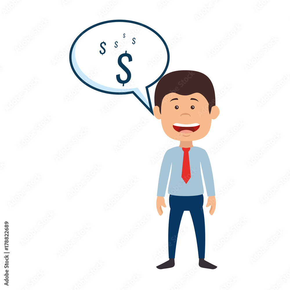 businessman with speech bubble avatar character icon