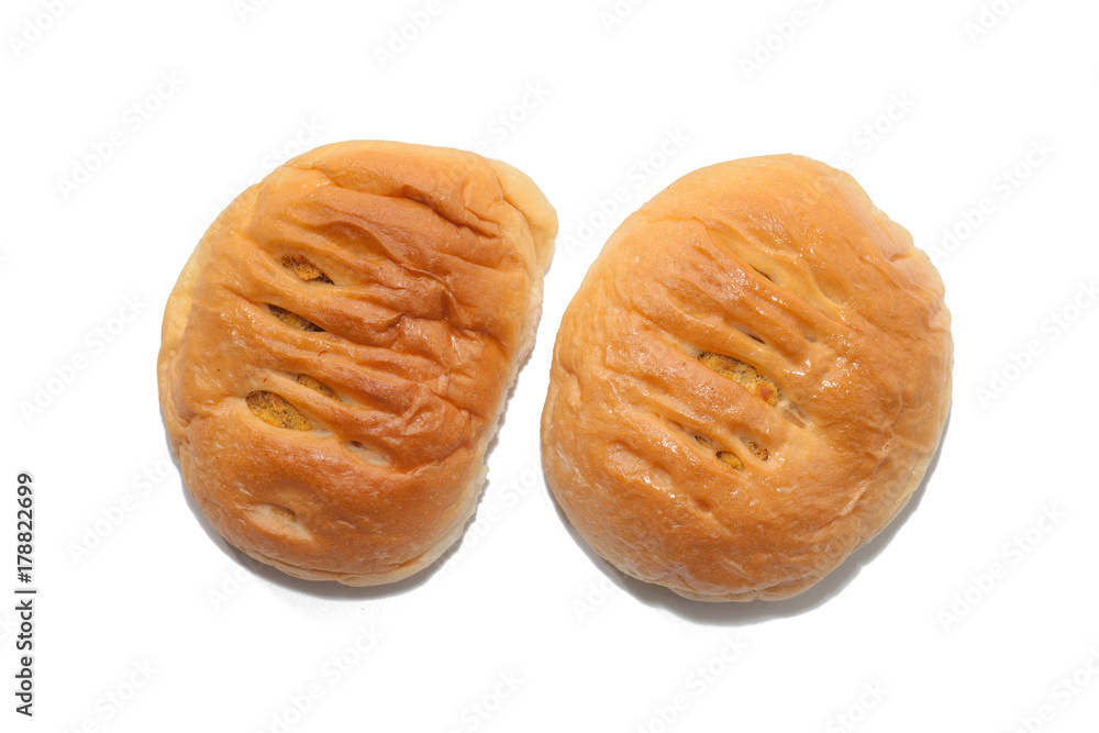dried shredded pork bun on white background dried shredded pork bun on white background