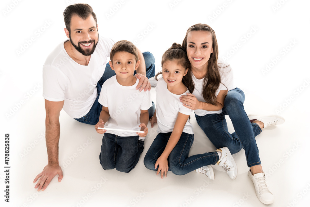 smiling big family smiling big family