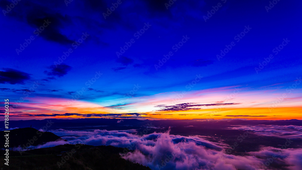 Natural Sunset Sunrise.Phu Thap Boek,Phetchabun Mountains.Landscape Sky At Sunset Dawn Sunrise. Unseen Thailand. Natural Sunset Sunrise.Phu Thap Boek,Phetchabun Mountains.Landscape Sky At Sunset Dawn Sunrise. Unseen Thailand.