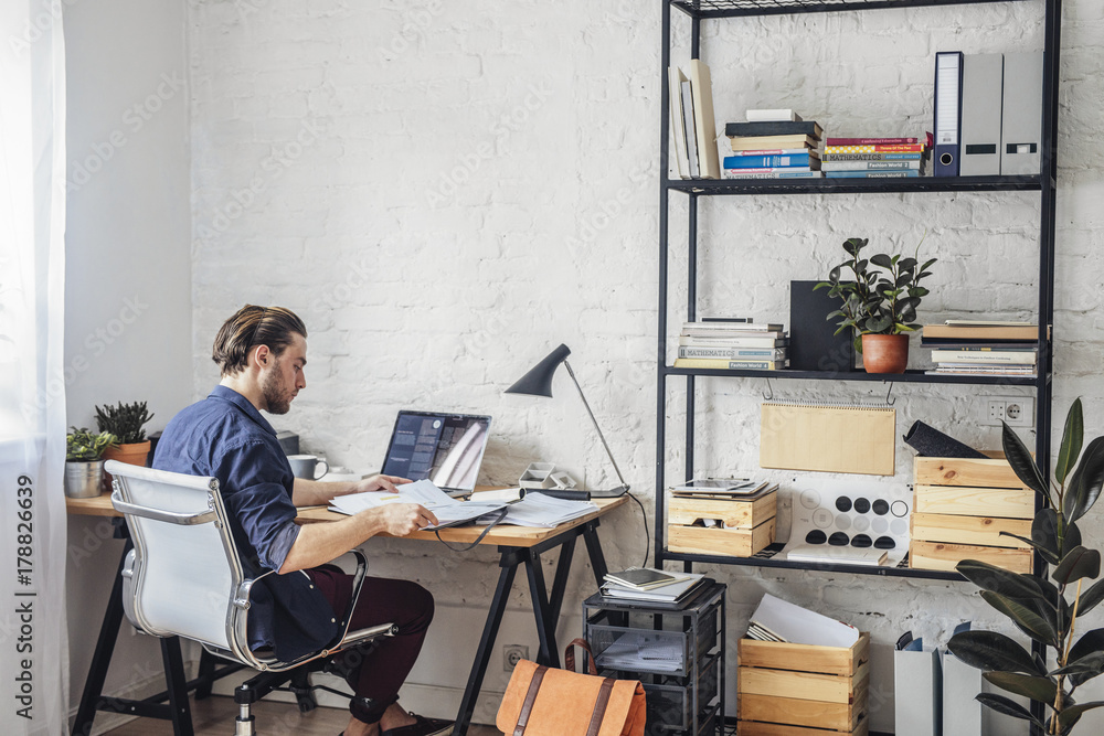 Businessman Working at Office Businessman Working at Office