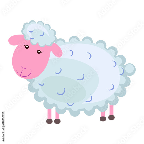 Wallpaper Mural Cute sheep Cartoon Flat Vector Sticker or Icon Torontodigital.ca