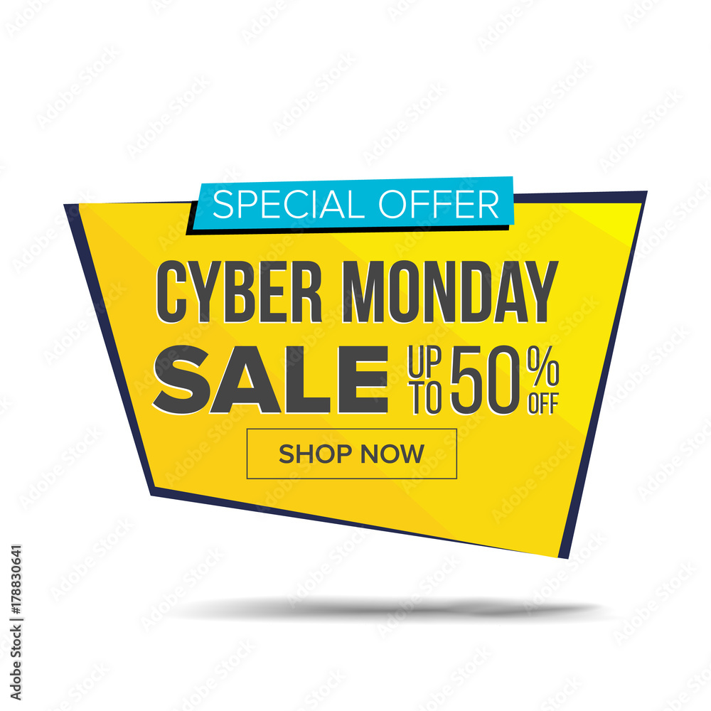 Cyber Monday Sale Banner Vector. Shopping Background. Discount Special Offer Sale Banner. Product Discounts On Websites. Isolated Illustration Cyber Monday Sale Banner Vector. Shopping Background. Discount Special Offer Sale Banner. Product Discounts On Websites. Isolated Illustration