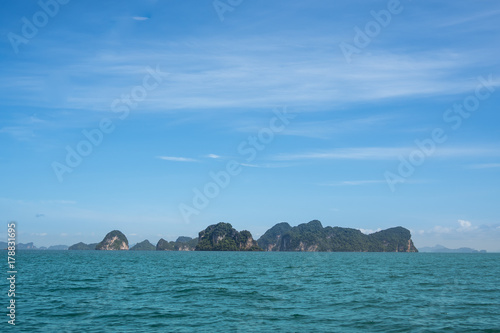 Sea and mountains in island Krabi, Thailand.