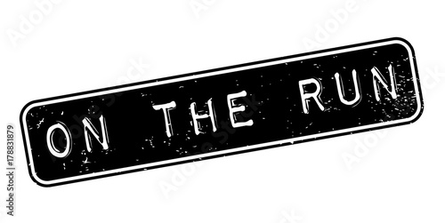 On The Run rubber stamp. Grunge design with dust scratches. Effects can be easily removed for a clean, crisp look. Color is easily changed.