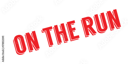 On The Run rubber stamp. Grunge design with dust scratches. Effects can be easily removed for a clean, crisp look. Color is easily changed.