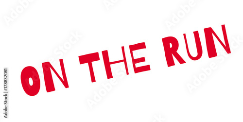On The Run rubber stamp. Grunge design with dust scratches. Effects can be easily removed for a clean, crisp look. Color is easily changed.