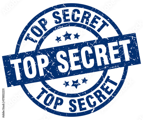 top secret blue round grunge stamp