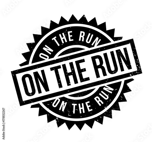 On The Run rubber stamp. Grunge design with dust scratches. Effects can be easily removed for a clean, crisp look. Color is easily changed.