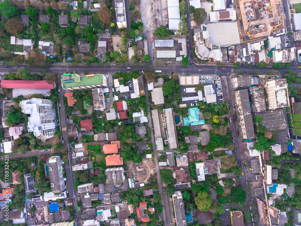 Areial top view of bangkok city residential area. Areial top view of bangkok city residential area.