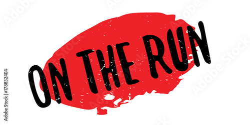 On The Run rubber stamp. Grunge design with dust scratches. Effects can be easily removed for a clean, crisp look. Color is easily changed.