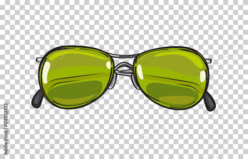 Fashionable Green Sunglasses Isolated Illustration