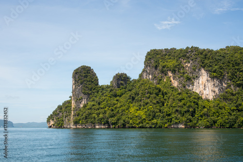 Sea and mountains in island Krabi, Thailand.