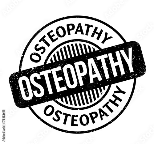 Osteopathy rubber stamp. Grunge design with dust scratches. Effects can be easily removed for a clean, crisp look. Color is easily changed.