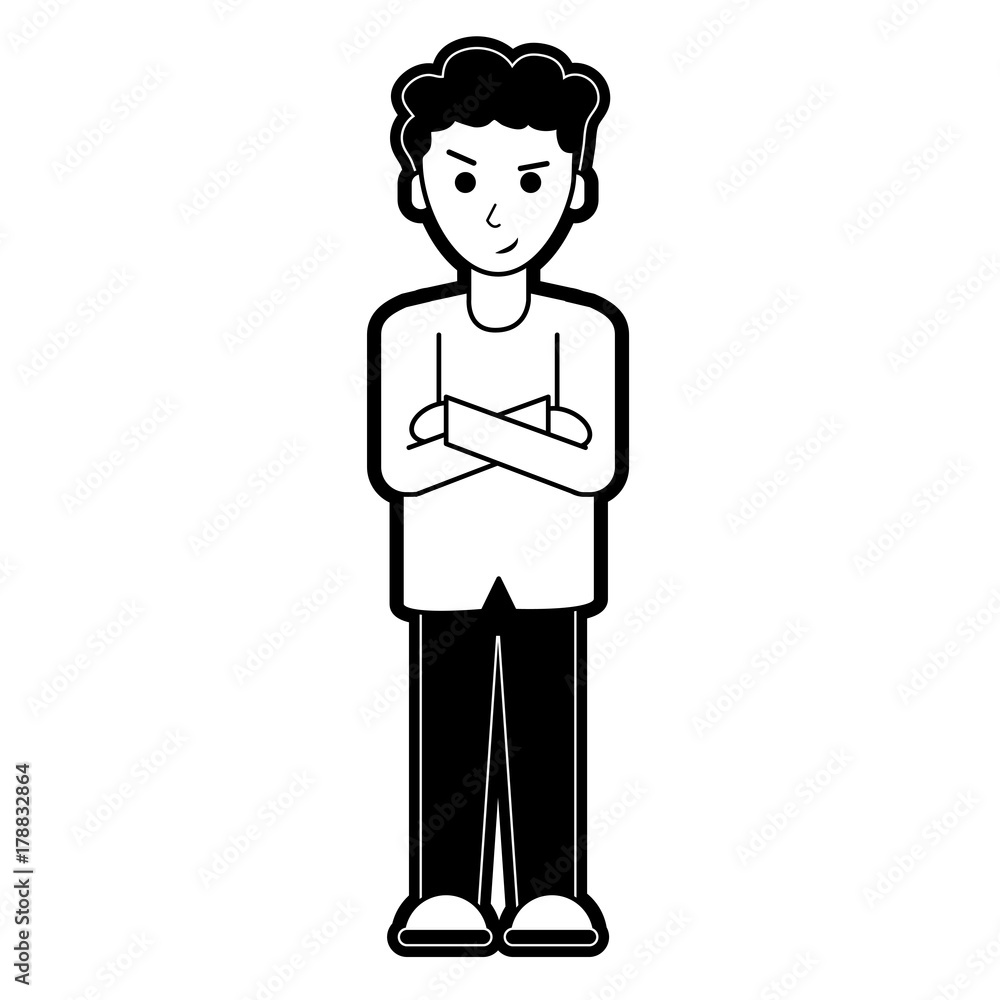 businessman with crossed arms and arrogant face cartoon full body icon image vector illustration design businessman with crossed arms and arrogant face cartoon full body icon image vector illustration design