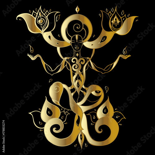 Meditation. Yoga Silhouette.