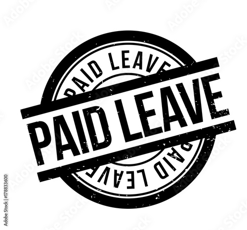 Paid Leave rubber stamp. Grunge design with dust scratches. Effects can be easily removed for a clean, crisp look. Color is easily changed.