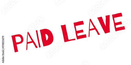 Paid Leave rubber stamp. Grunge design with dust scratches. Effects can be easily removed for a clean, crisp look. Color is easily changed.