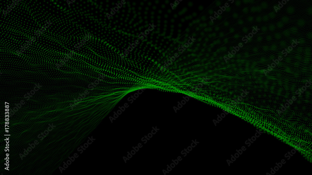 Abstract particles. futuristic ambiance with strong depth of field isolated on black Abstract particles. futuristic ambiance with strong depth of field isolated on black