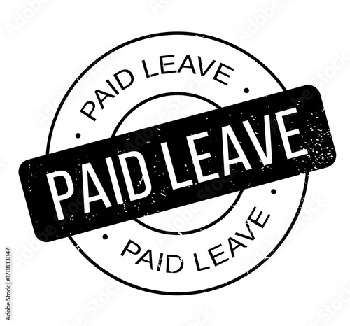 Paid Leave rubber stamp. Grunge design with dust scratches. Effects can be easily removed for a clean, crisp look. Color is easily changed.