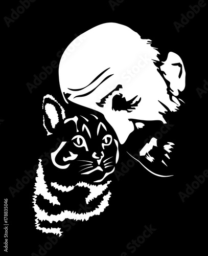 man and his cat, concept of friendship and loneliness