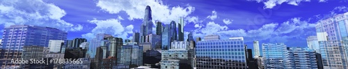 panorama of a modern city, a beautiful city against a sky with clouds, banner, 3d rendering 