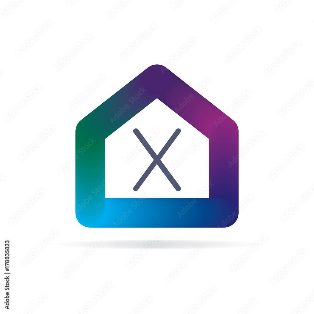 house logo with letter X sign. logo template house logo with letter X sign. logo template