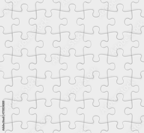White jigsaw puzzle. Blank seamless background.