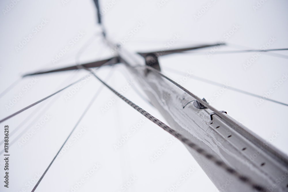 Mast of a yacht without a sail
