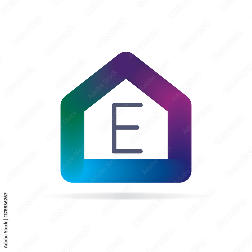 house logo with letter E sign. logo template house logo with letter E sign. logo template