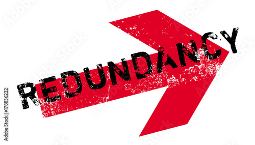 Redundancy rubber stamp. Grunge design with dust scratches. Effects can be easily removed for a clean, crisp look. Color is easily changed.
