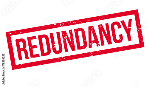 Redundancy rubber stamp. Grunge design with dust scratches. Effects can be easily removed for a clean, crisp look. Color is easily changed.