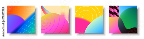 Modern abstract 3d memphis fashion greeting cards