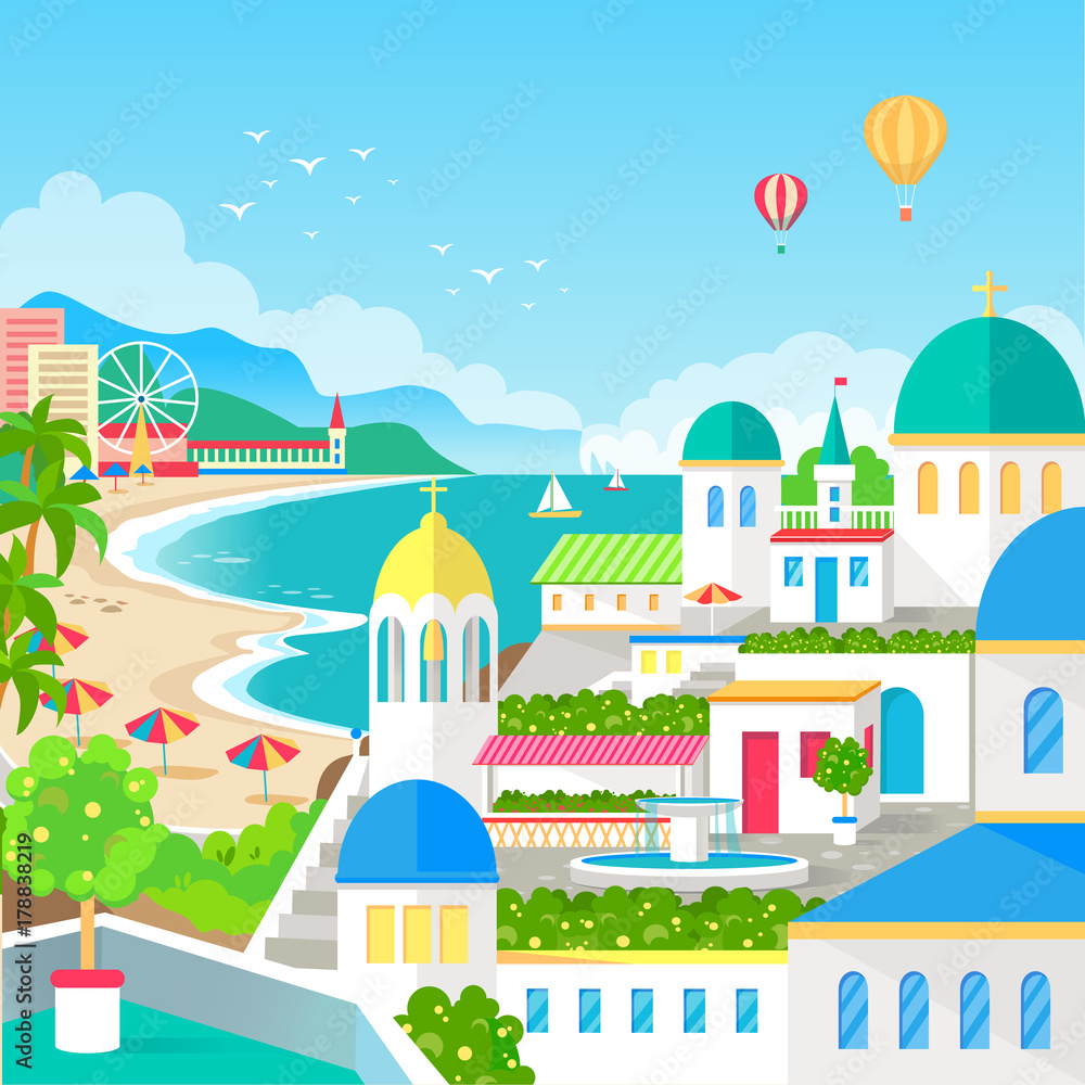 Spectacular View of Resort Town with Long Beach Spectacular View of Resort Town with Long Beach