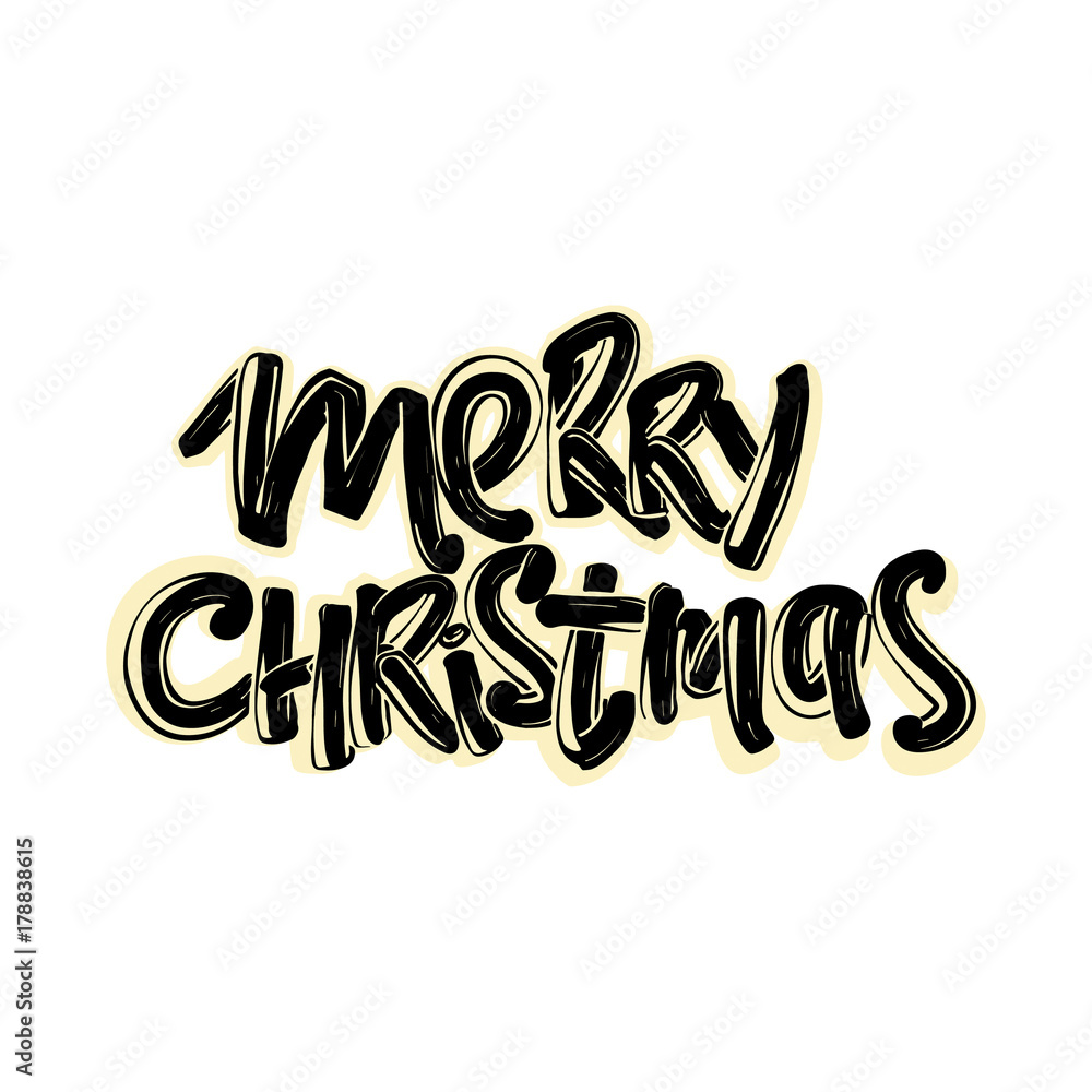 Fototapeta premium Merry Christmas vector Modern Calligraphic Lettering Poster.