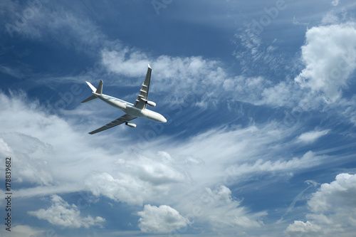 airplane with blue sky background