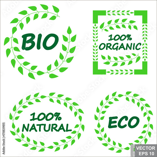 Sticker. Bio. Eco. Natural product. Organic. Green. For your design.