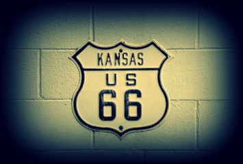 Acrylglasbilder Route 66 Route 66 sign in Kansas.  © StockPhotoAstur